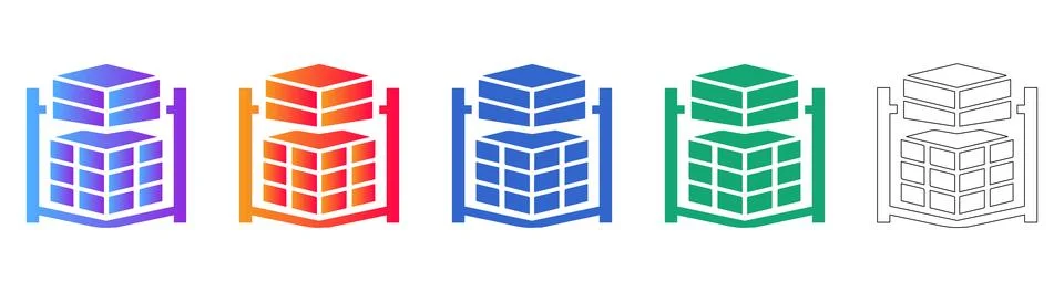 Modular Data Block Storage System Icons Stock Illustration