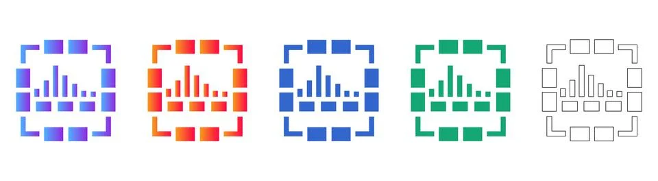 Modular Data Grid Analytics Icons 库存插图