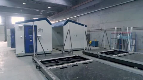 Modular electrical substation with microprocessor control. Entrance door. 库存影片 169413590