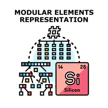 Modular elements representation connecting silicon computing and data structu Stock Illustration