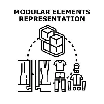 Modular elements representation demonstrating assembly process Stock Illustration