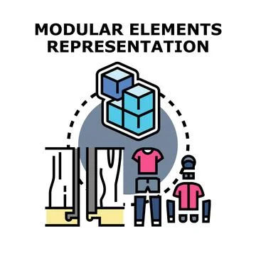 Modular elements representation demonstrating assembly process 스톡 일러스트