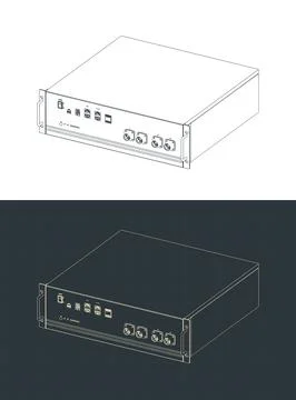 Modular energy storage battery backup power supply isometric drawings Stock Illustration