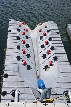 Modular floating dock for mooring jet skis Stock Photos