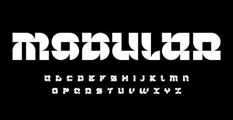 Modular geometric alphabet, edgy sharp bevel in letters, cool font for creative Stock Illustration