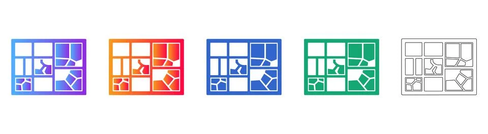 Modular Grid Data Segmentation Icons Stock Illustration