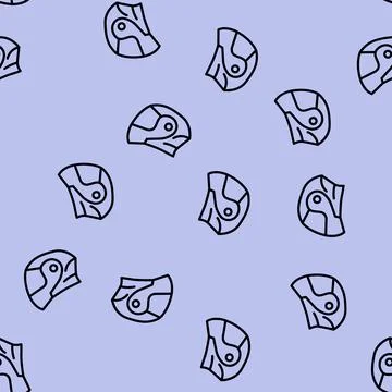 Modular helmet motorcycle line vector seamless pattern Stock Illustration