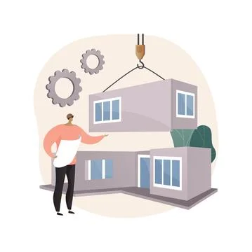 Modular home abstract concept vector illustration. Illustrazione stock