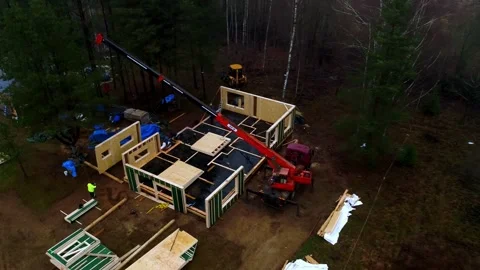 Modular house build. Video stock 317320386