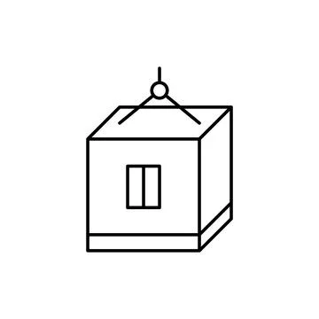 Modular house construction, line icon. Building home from prefabricated panels Ilustración de archivo
