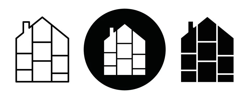 Modular house icon line art vector Stock Illustration