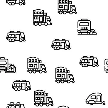 Modular House Trailer Vector Seamless Pattern Stockillustratie