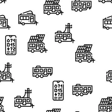 Modular House Trailer Vector Seamless Pattern 스톡 일러스트