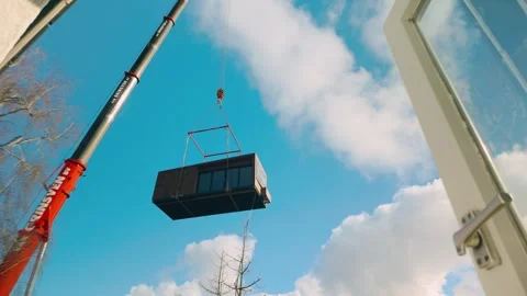 Modular housing crane operation in Arnhem Video stock 304473517