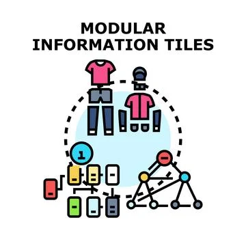 Modular information tiles organizing data and components 스톡 일러스트