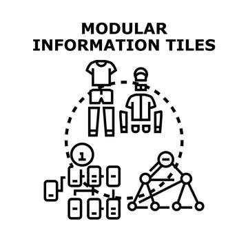 Modular information tiles organizing data and components Stock Illustration