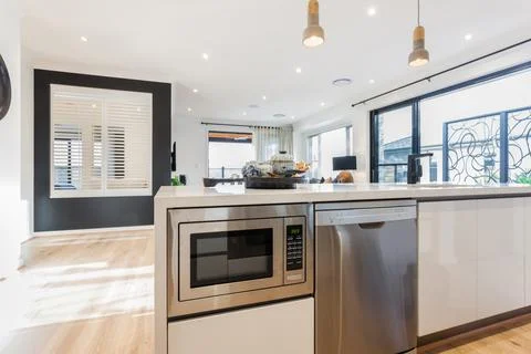 Modular kitchen and kitchen counter Stock Photos