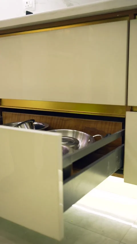 Modular Kitchen Drawer Interior Stock Footage 341093773