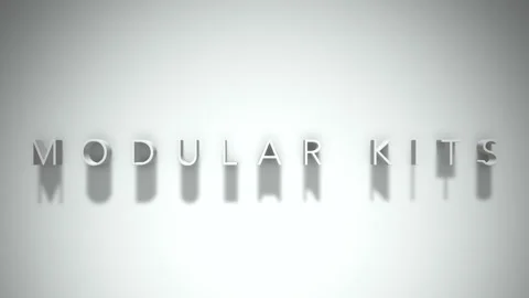 Modular kits 3D title animation white text on a white background Video stock 299420943