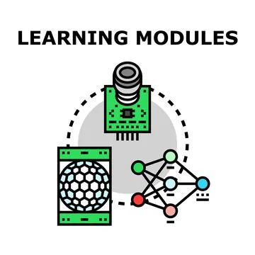 Modular learning system developing artificial intelligence concepts 库存插图