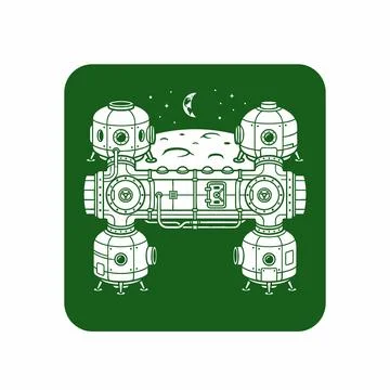 Modular lunar colony concept design with connected pressurized habitat module Stock-Illustration
