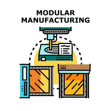 Modular manufacturing process assembling custom industrial products Stock Illustration