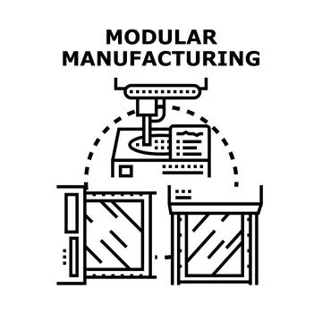 Modular manufacturing process assembling custom industrial products Stock Illustration