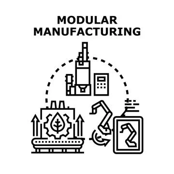 Modular manufacturing process innovation and automation concept Stock Illustration