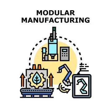 Modular manufacturing process innovation and automation concept Stock Illustration