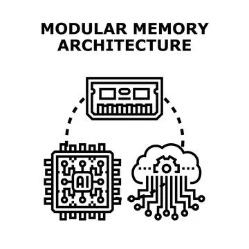 Modular memory architecture designing artificial intelligence cloud computing Stock Illustration