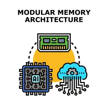 Modular memory architecture designing artificial intelligence cloud computing Stock Illustration