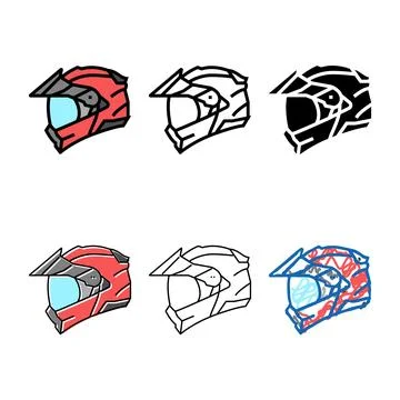 Modular motorcycle pack helmet color icon vector イラスト素材