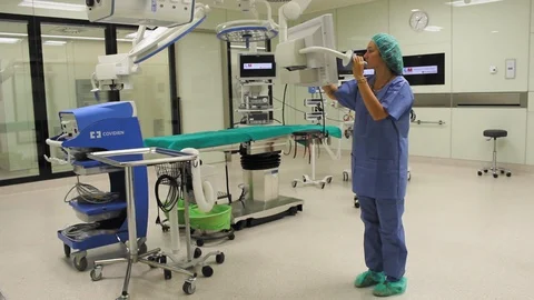 Modular operating theatre before opening to public. 스톡 동영상 129895192