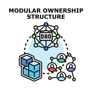 Modular ownership structure with dao and blockchain network Stock Illustration