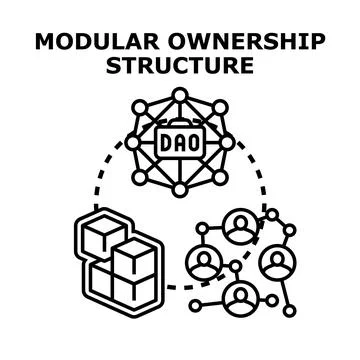 Modular ownership structure with dao and blockchain network Stock Illustration