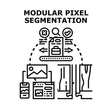 Modular pixel segmentation data processing illustration Stock Illustration