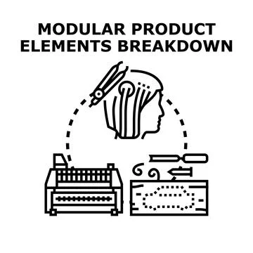 Modular product elements breakdown analyzing engineering design 스톡 일러스트