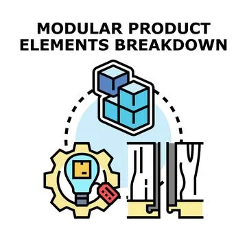 Modular product elements breakdown and design approach Stock Illustration