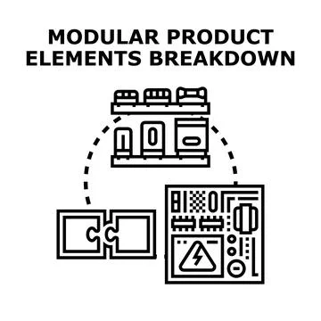 Modular product elements breakdown and assembly process 库存插图
