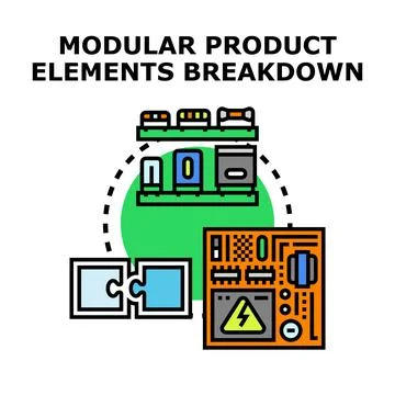 Modular product elements breakdown and assembly process 库存插图