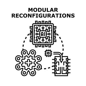 Modular reconfigurations for artificial intelligence system components Stock Illustration
