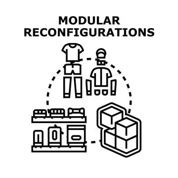 Modular reconfigurations for flexible product development concept Stock Illustration
