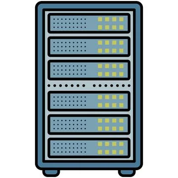 Modular server rack network equipment in flat outline style. Illustrazione stock