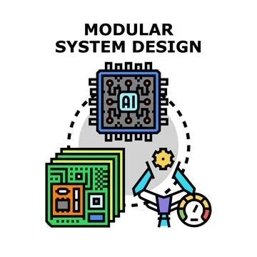 Modular system design developing artificial intelligence concept Stock Illustration