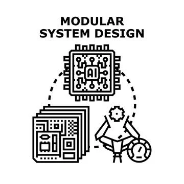 Modular system design developing artificial intelligence concept Stock Illustration