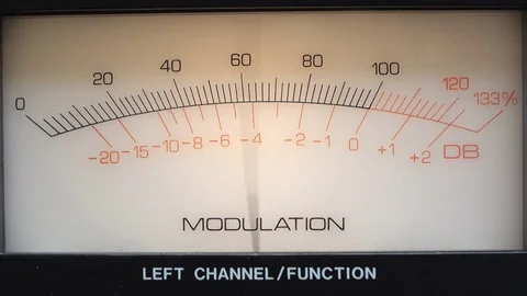 Modulation needle moving back and forth on audio equipment 4k Stock Footage 72444028