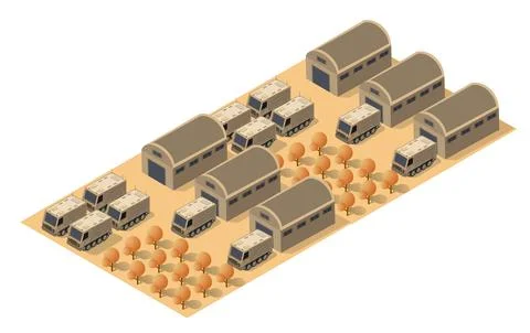 Module base camp object 3d illustration for building design army armed イラスト素材