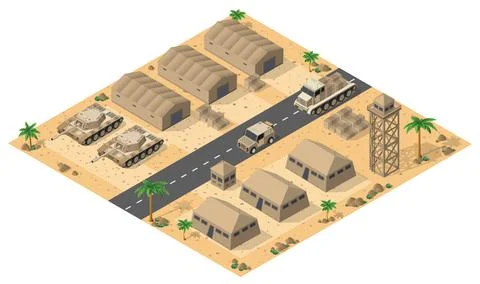 Module base camp object element for building design army armed イラスト素材
