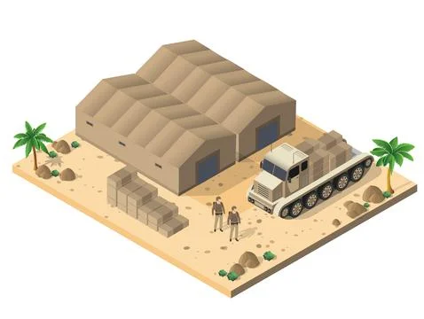 Module base camp object element for building design army armed イラスト素材