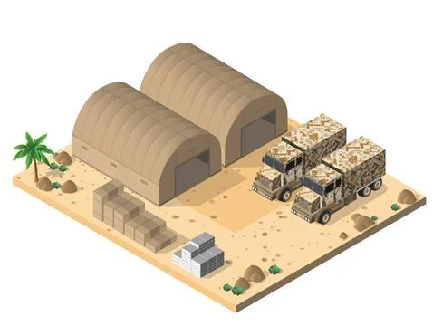Module base camp object element for building design army armed イラスト素材